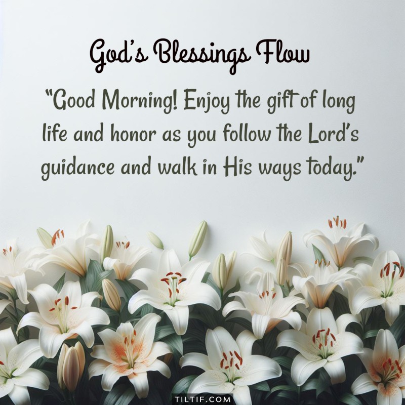 Good Morning! Enjoy the gift of long life and honor as you follow the Lord’s guidance and walk in His ways today.