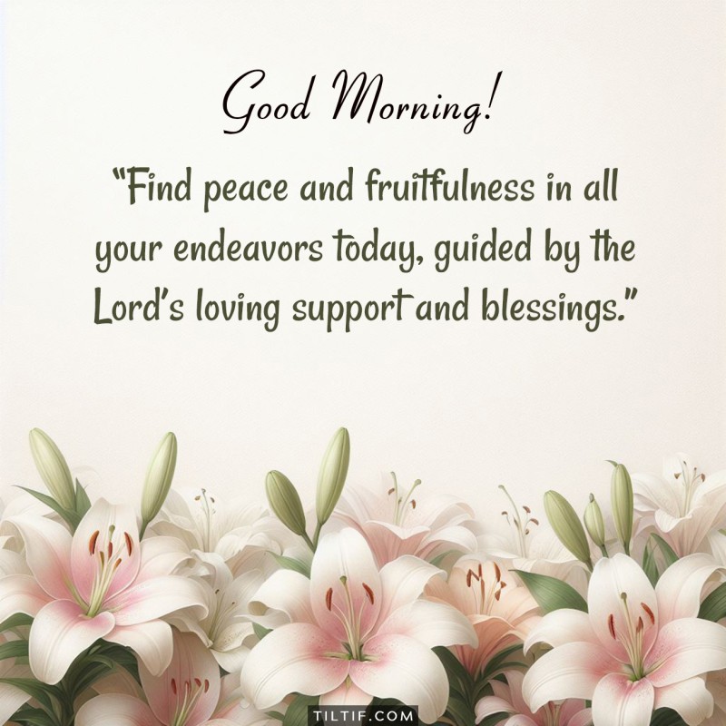 Good Morning! Find peace and fruitfulness in all your endeavors today, guided by the Lord’s loving support and blessings.