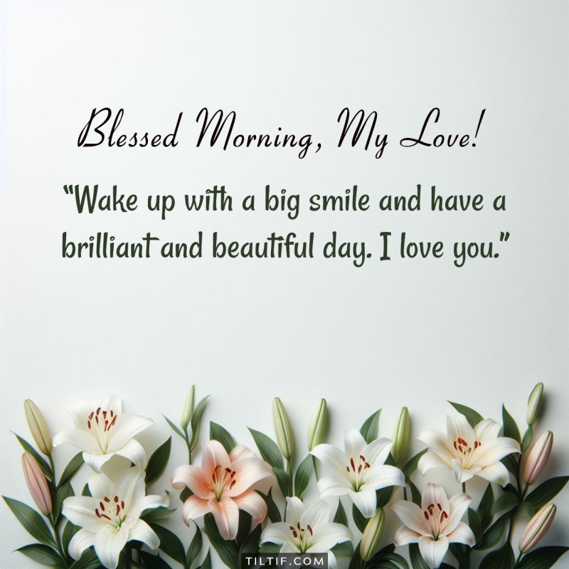 Blessed Morning, My Love! Wake up with a big smile and have a brilliant and beautiful day. I love you.