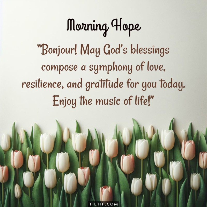 Bonjour! May God’s blessings compose a symphony of love, resilience, and gratitude for you today. Enjoy the music of life!