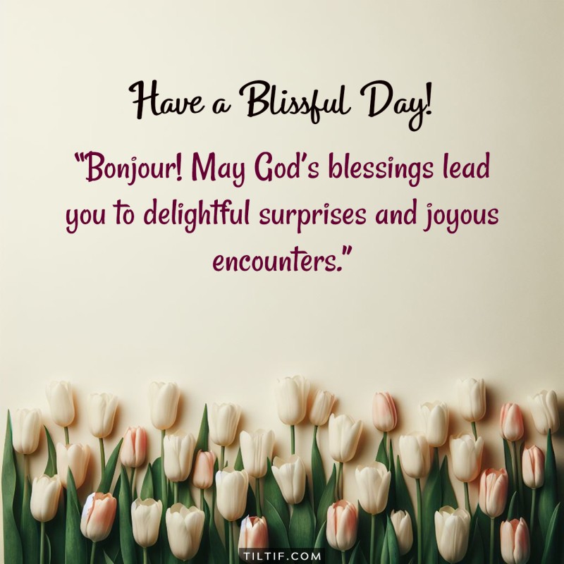 Bonjour! May God’s blessings lead you to delightful surprises and joyous encounters. Have a blissful day!