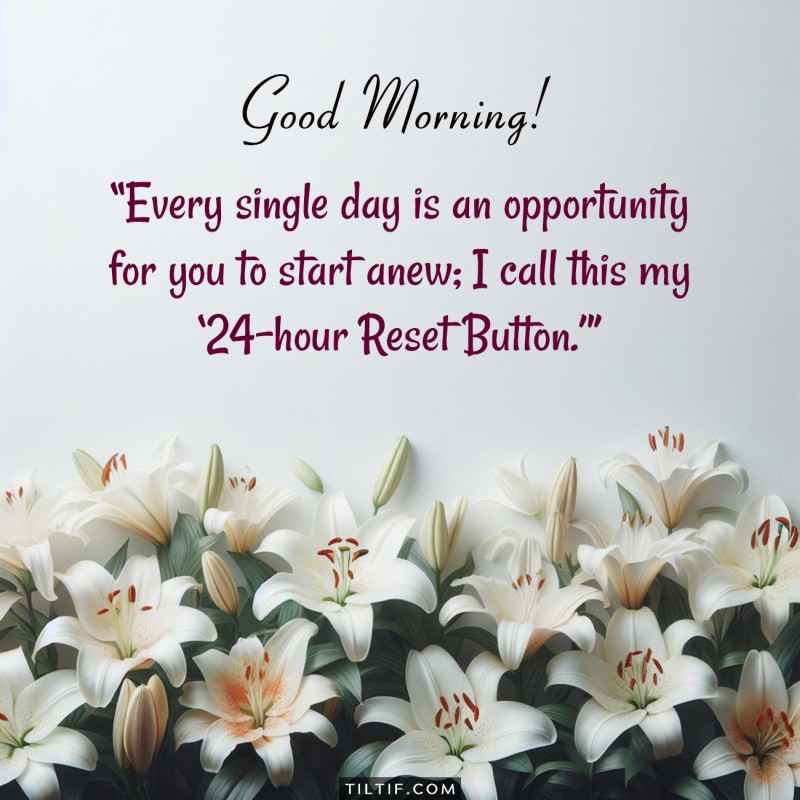 Good morning! Every single day is an opportunity for you to start anew; I call this my ’24-hour Reset Button.’