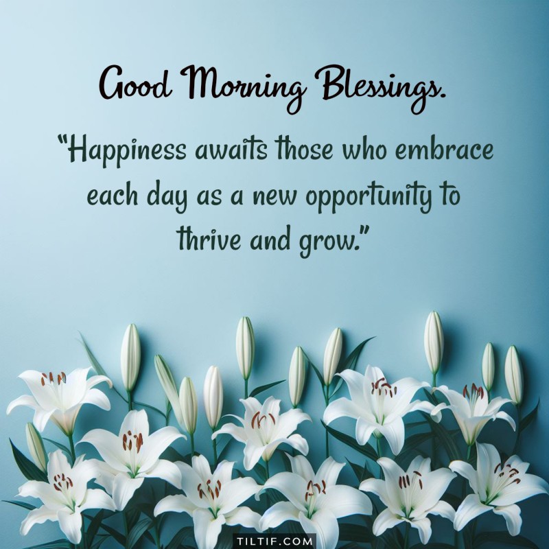 Good morning! Happiness awaits those who embrace each day as a new opportunity to thrive and grow.