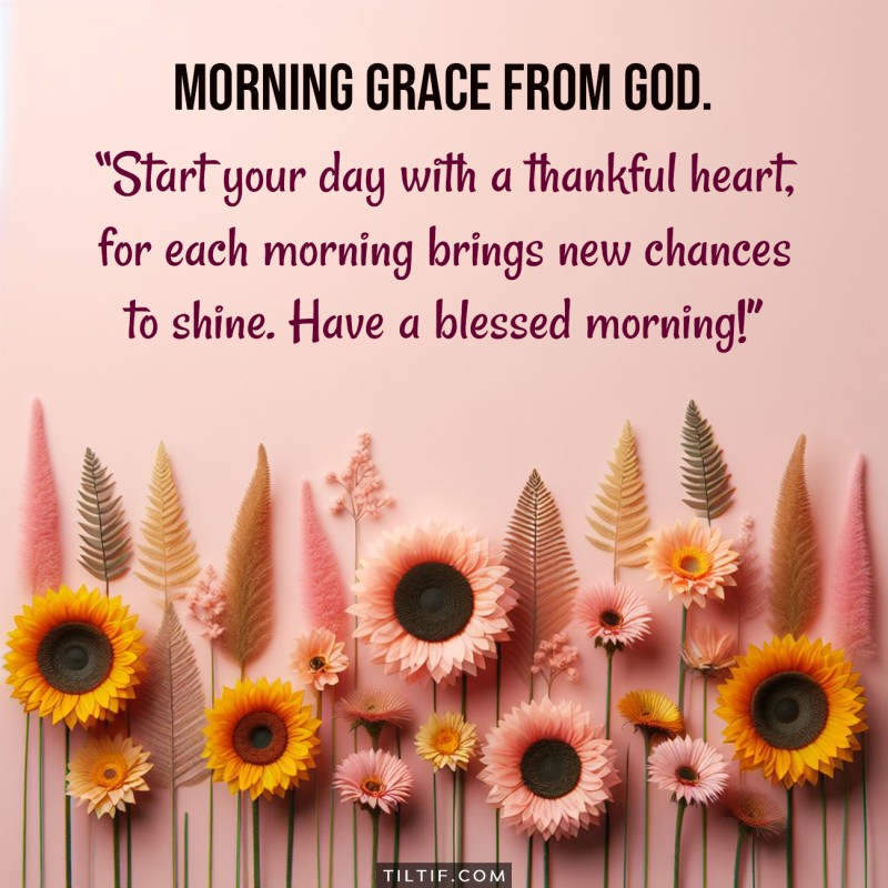 Start your day with a thankful heart, for each morning brings new chances to shine. Have a blessed morning!