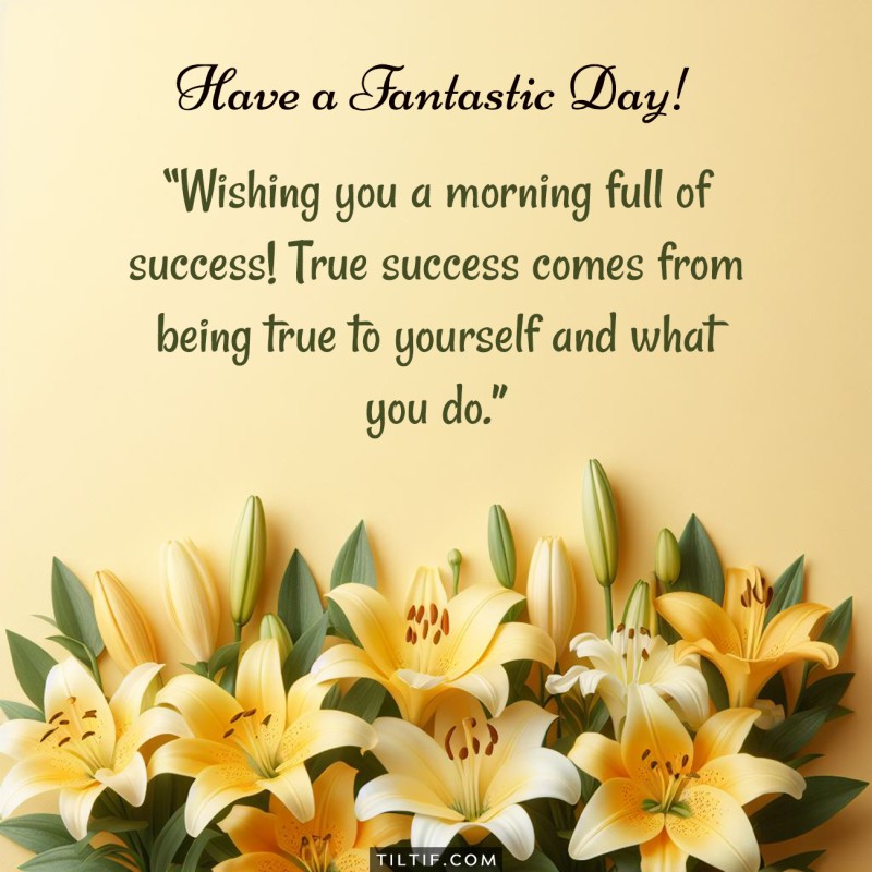 Wishing you a morning full of success! True success comes from being true to yourself and what you do.