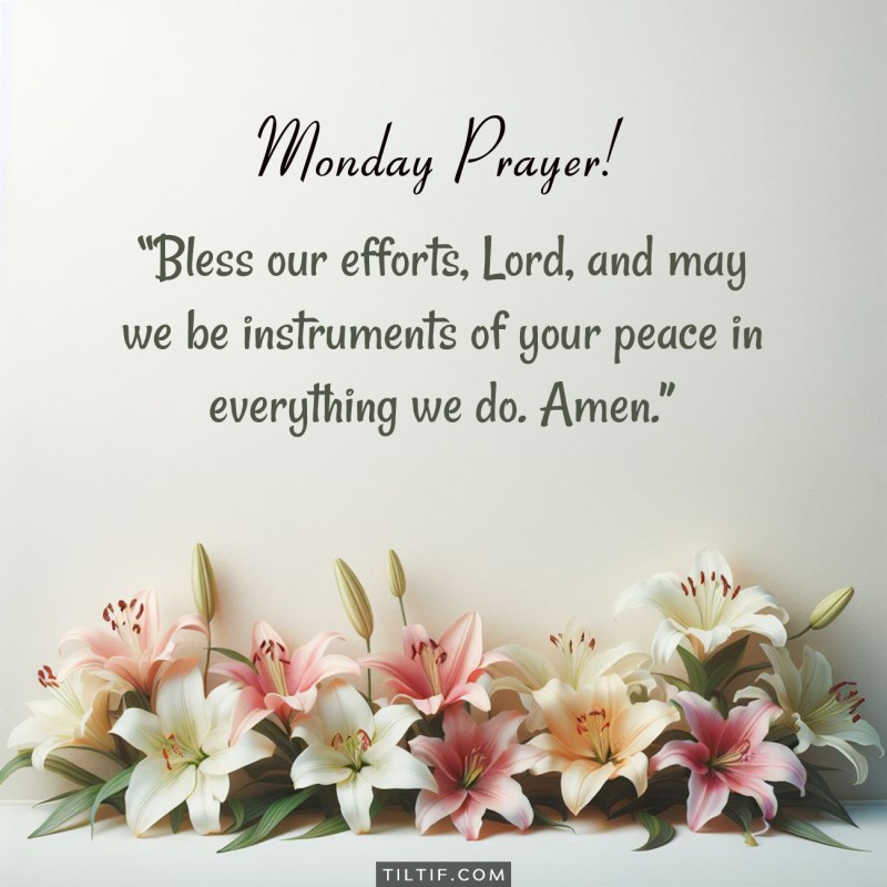 Bless our efforts, Lord, and may we be instruments of your peace in everything we do. Amen.