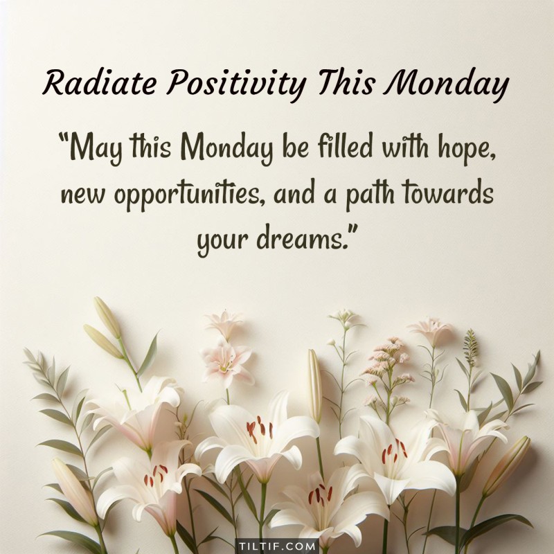 May this Monday be filled with hope, new opportunities, and a path towards your dreams.