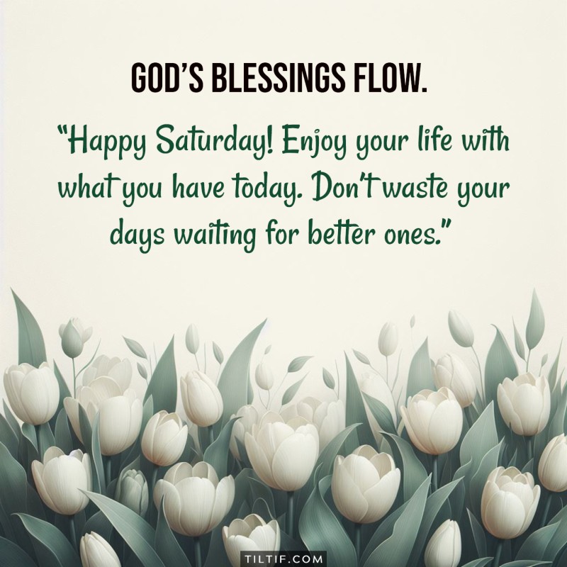 Happy Saturday! Enjoy your life with what you have today. Don’t waste your days waiting for better ones.