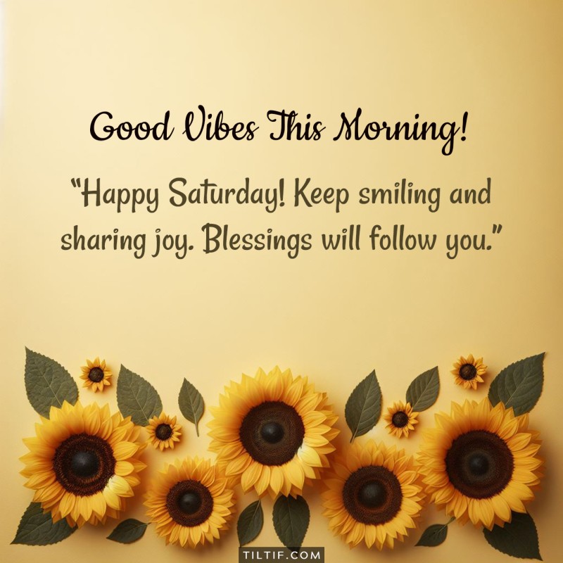 Happy Saturday! Keep smiling and sharing joy. Blessings will follow you.