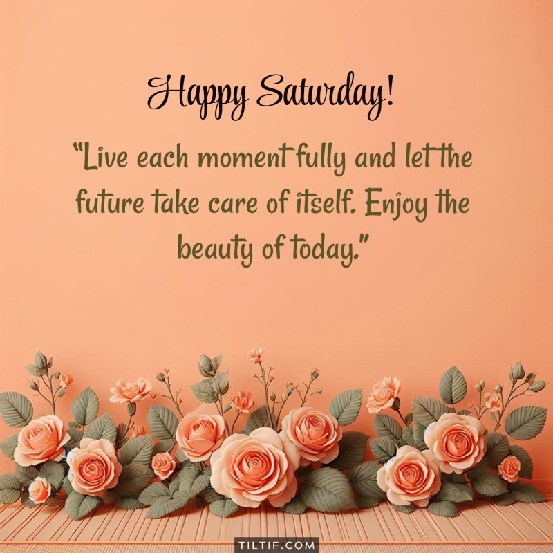 Happy Saturday! Live each moment fully and let the future take care of itself. Enjoy the beauty of today.