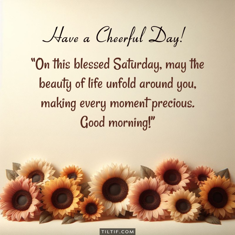 On this blessed Saturday, may the beauty of life unfold around you, making every moment precious. Good morning!