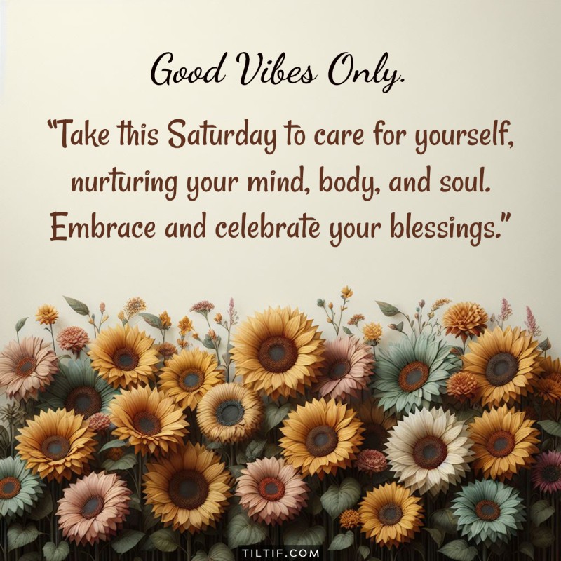 Take this Saturday to care for yourself, nurturing your mind, body, and soul. Embrace and celebrate your blessings.