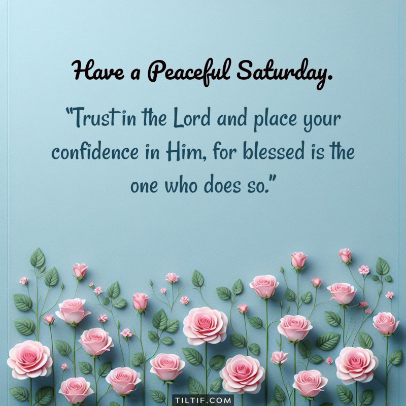 Trust in the Lord and place your confidence in Him, for blessed is the one who does so. Have a peaceful Saturday.