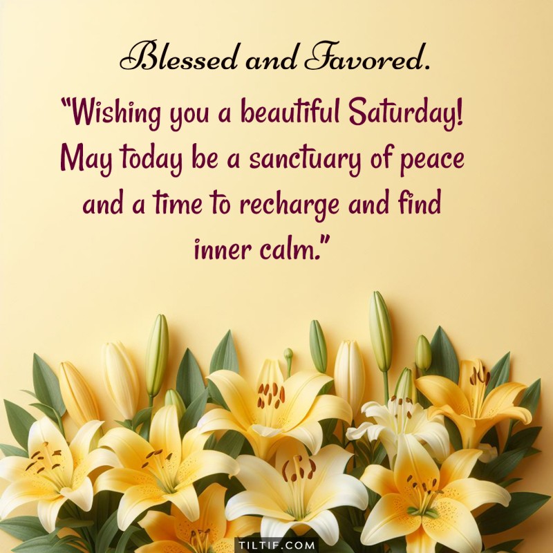 Wishing you a beautiful Saturday! May today be a sanctuary of peace and a time to recharge and find inner calm.