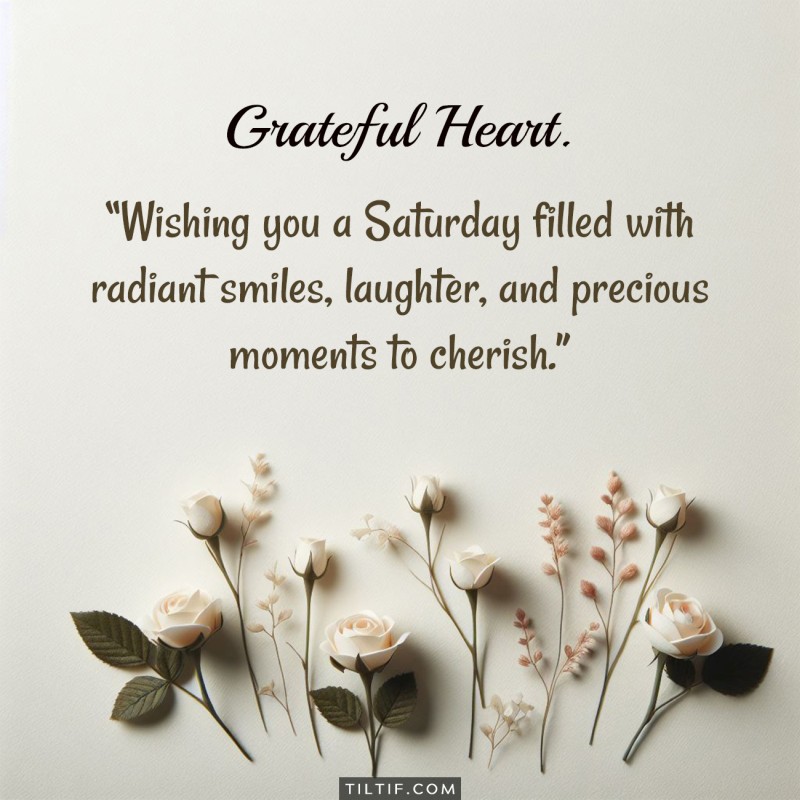 Wishing you a Saturday filled with radiant smiles, laughter, and precious moments to cherish.