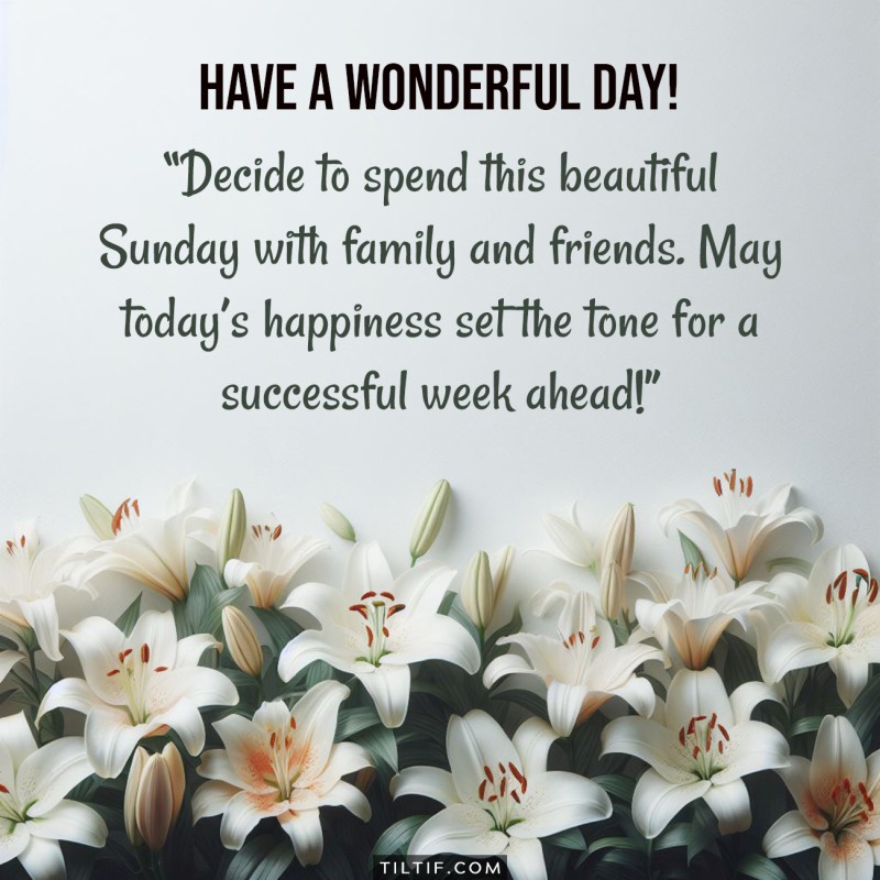 Decide to spend this beautiful Sunday with family and friends. May today’s happiness set the tone for a successful week ahead!