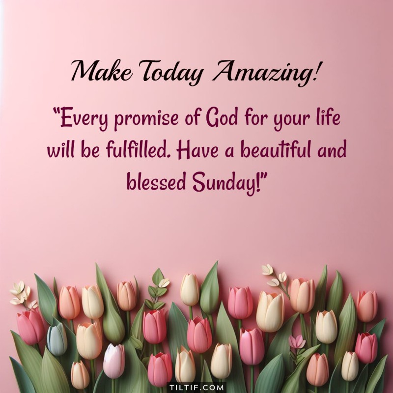 Every promise of God for your life will be fulfilled. Have a beautiful and blessed Sunday!