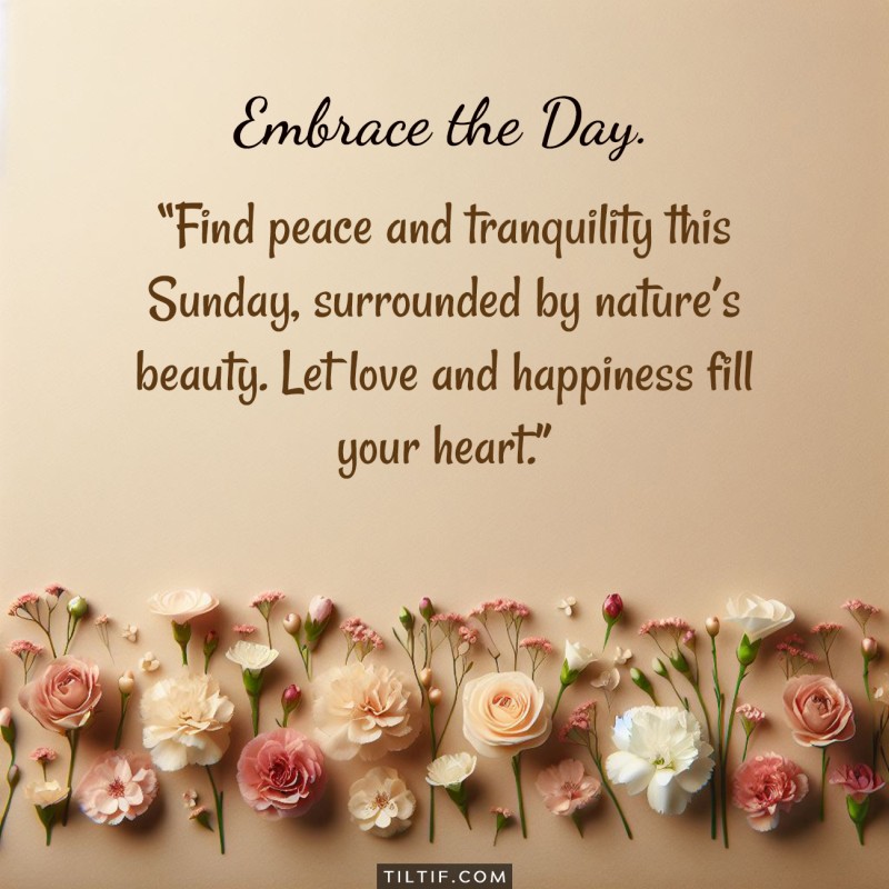 Find peace and tranquility this Sunday, surrounded by nature’s beauty. Let love and happiness fill your heart.