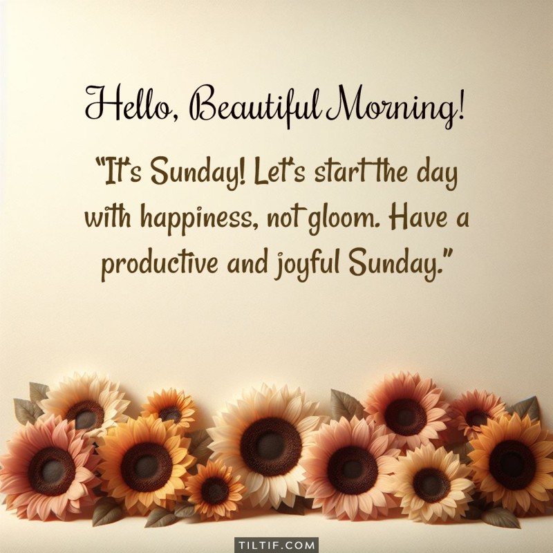 It’s Sunday! Let’s start the day with happiness, not gloom. Have a productive and joyful Sunday.