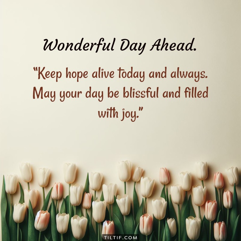 Keep hope alive today and always. May your day be blissful and filled with joy.