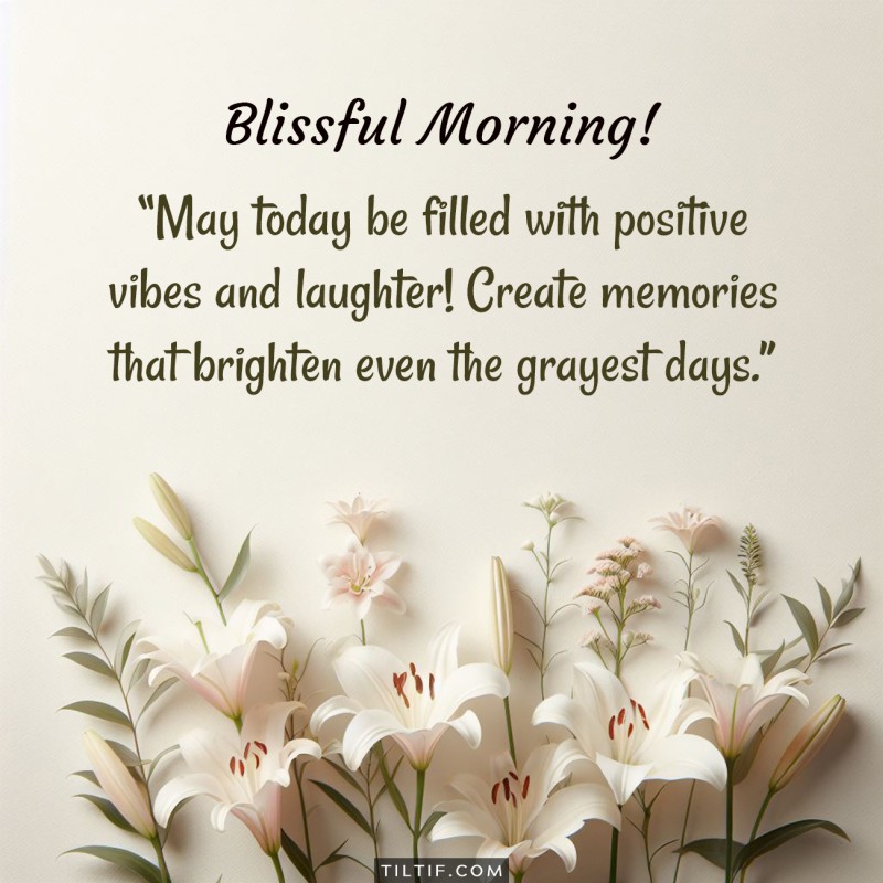 May today be filled with positive vibes and laughter! Create memories that brighten even the grayest days.