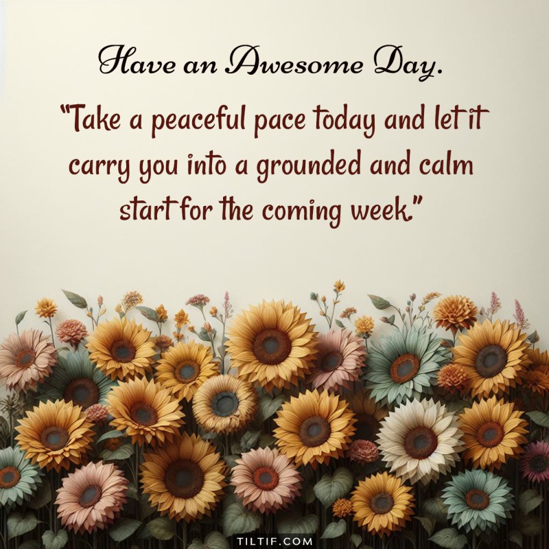 Take a peaceful pace today and let it carry you into a grounded and calm start for the coming week.