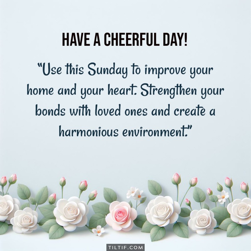 Use this Sunday to improve your home and your heart. Strengthen your bonds with loved ones and create a harmonious environment.