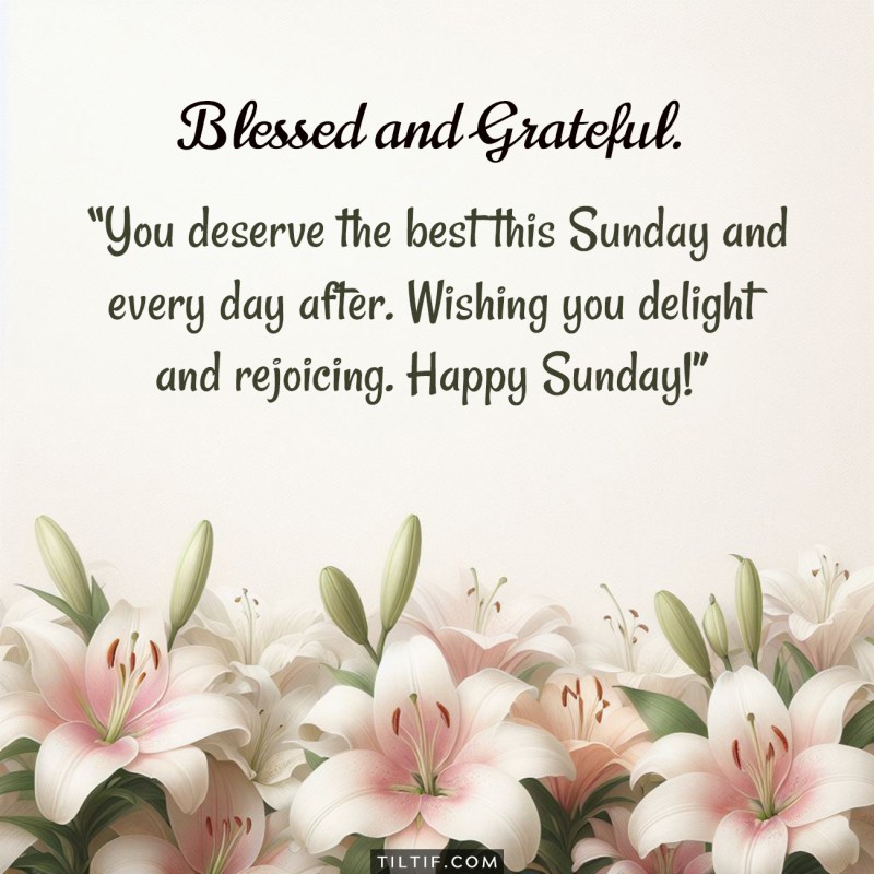 You deserve the best this Sunday and every day after. Wishing you delight and rejoicing. Happy Sunday!