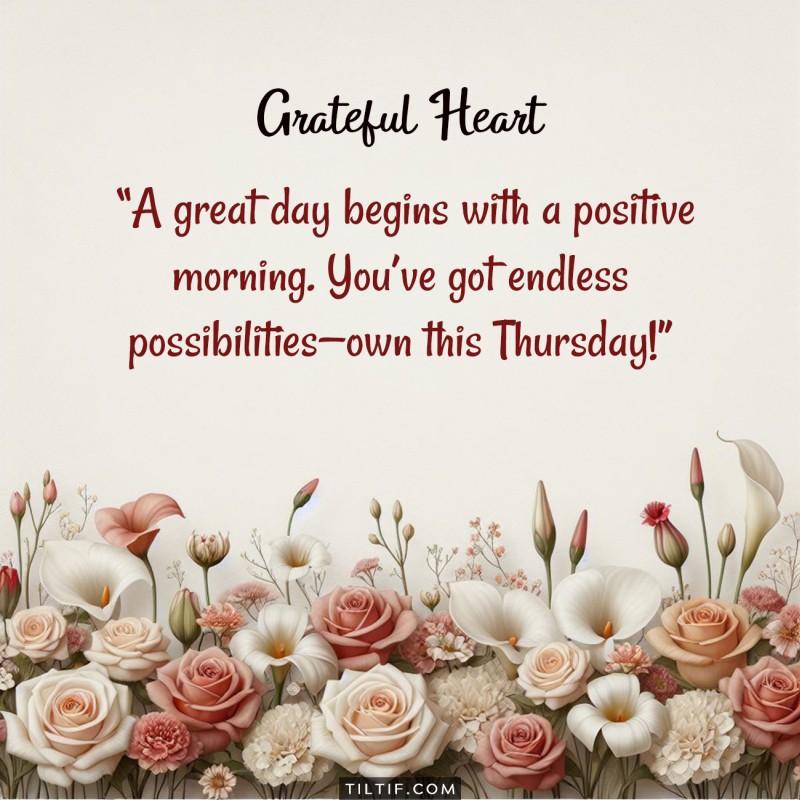 A great day begins with a positive morning. You’ve got endless possibilities—own this Thursday!