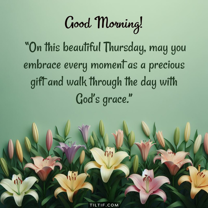 Good Morning! On this beautiful Thursday, may you embrace every moment as a precious gift and walk through the day with God’s grace.