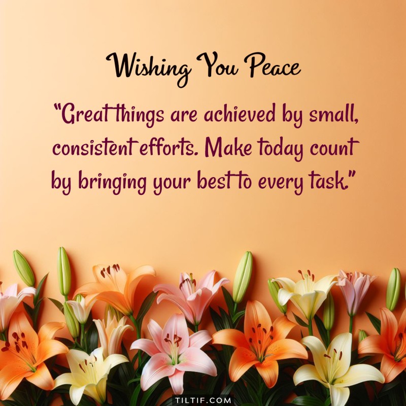 Great things are achieved by small, consistent efforts. Make today count by bringing your best to every task.