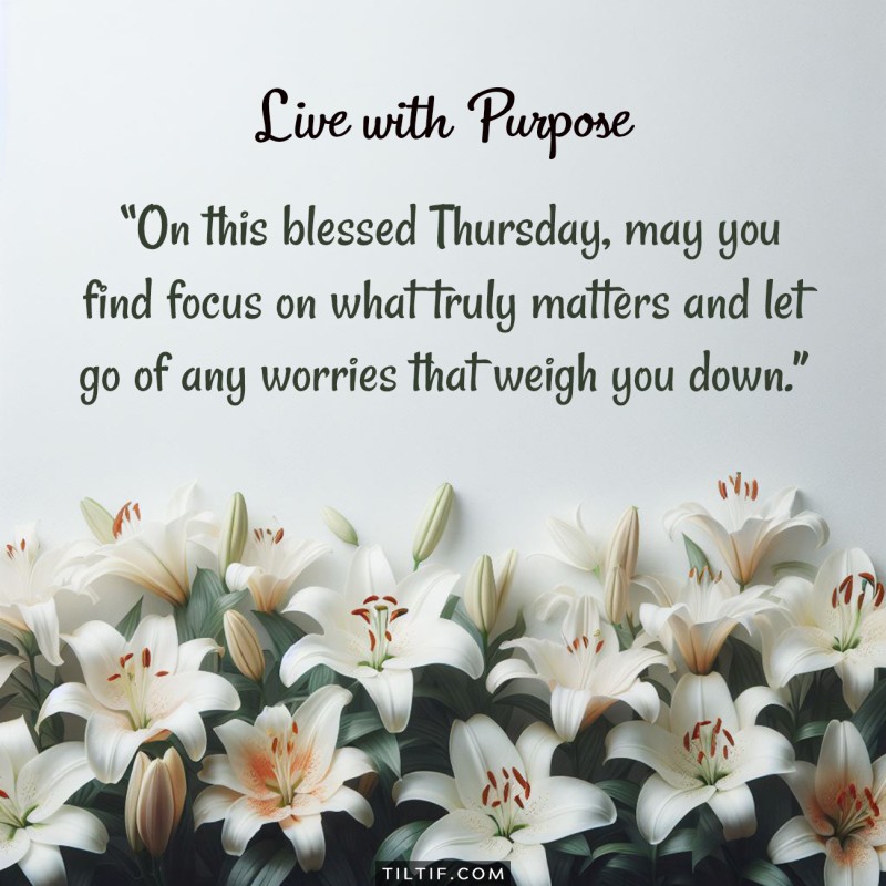 On this blessed Thursday, may you find focus on what truly matters and let go of any worries that weigh you down.