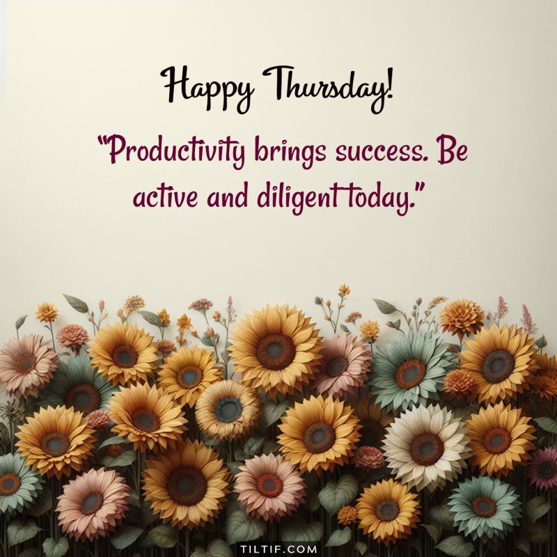 Productivity brings success. Be active and diligent today. Happy Thursday!