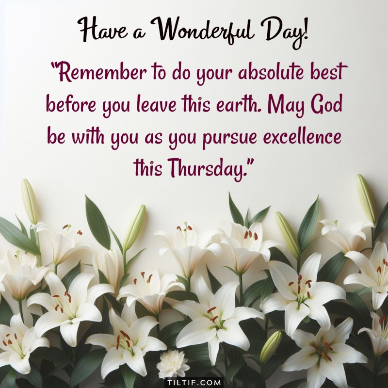 Remember to do your absolute best before you leave this earth. May God be with you as you pursue excellence this Thursday. Have a wonderful day!