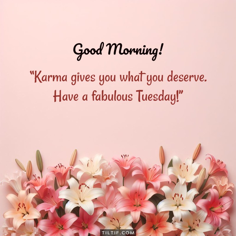 Karma gives you what you deserve. Have a fabulous Tuesday!