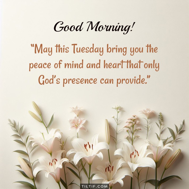 May this Tuesday bring you the peace of mind and heart that only God's presence can provide.