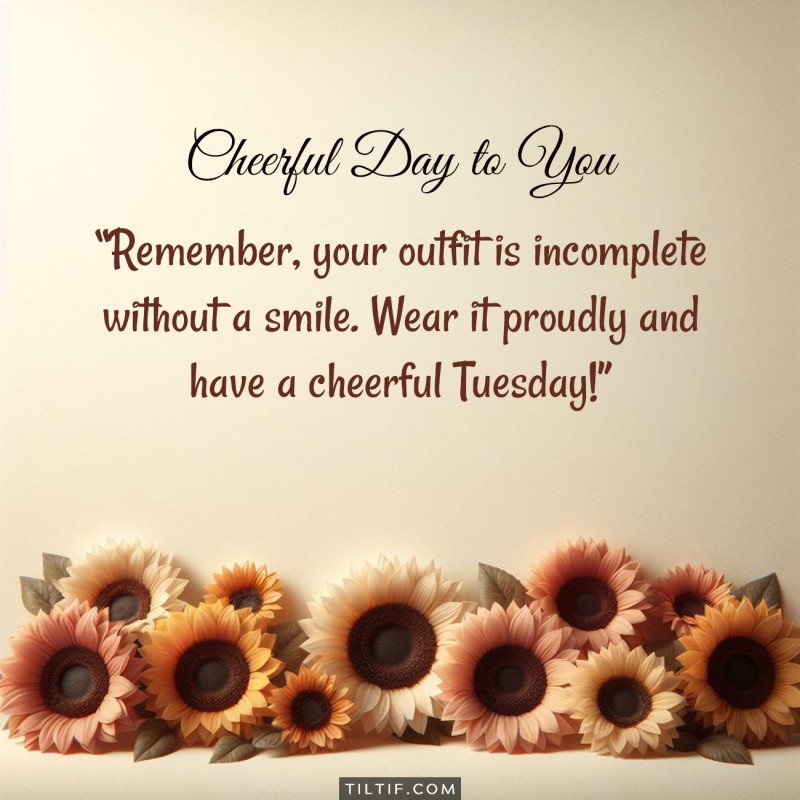 Remember, your outfit is incomplete without a smile. Wear it proudly and have a cheerful Tuesday!