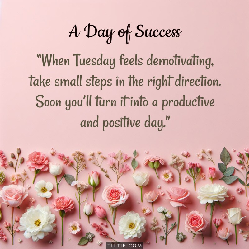 When Tuesday feels demotivating, take small steps in the right direction. Soon you'll turn it into a productive and positive day.