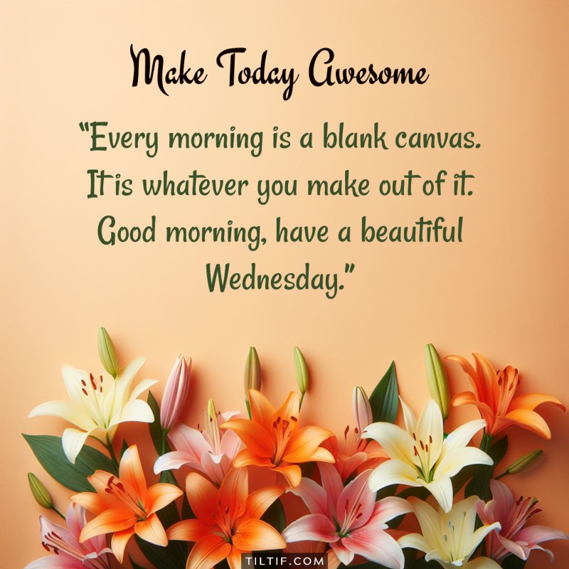 Every morning is a blank canvas. It is whatever you make out of it. Good morning, have a beautiful Wednesday.