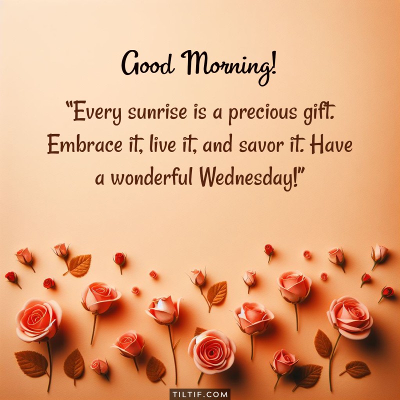 Good Morning! Every sunrise is a precious gift. Embrace it, live it, and savor it. Have a wonderful Wednesday!