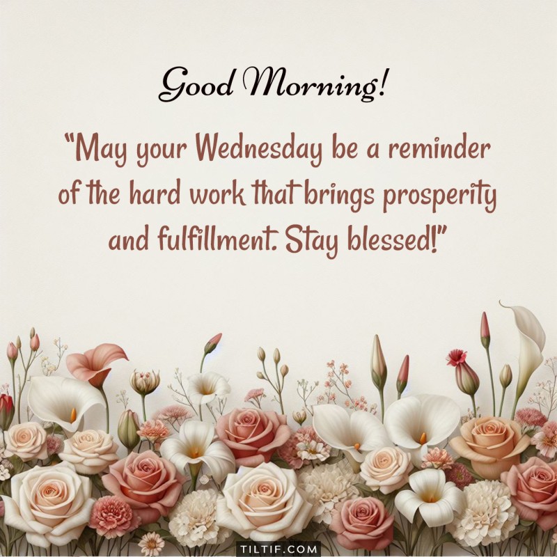 Good morning! May your Wednesday be a reminder of the hard work that brings prosperity and fulfillment. Stay blessed!