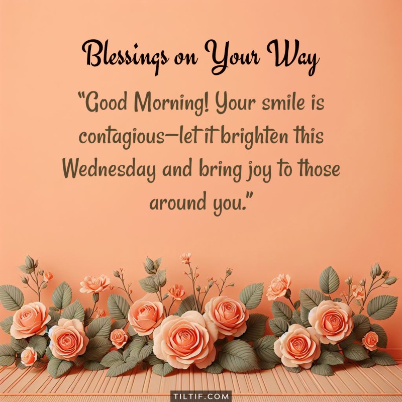 Good Morning! Your smile is contagious—let it brighten this Wednesday and bring joy to those around you.