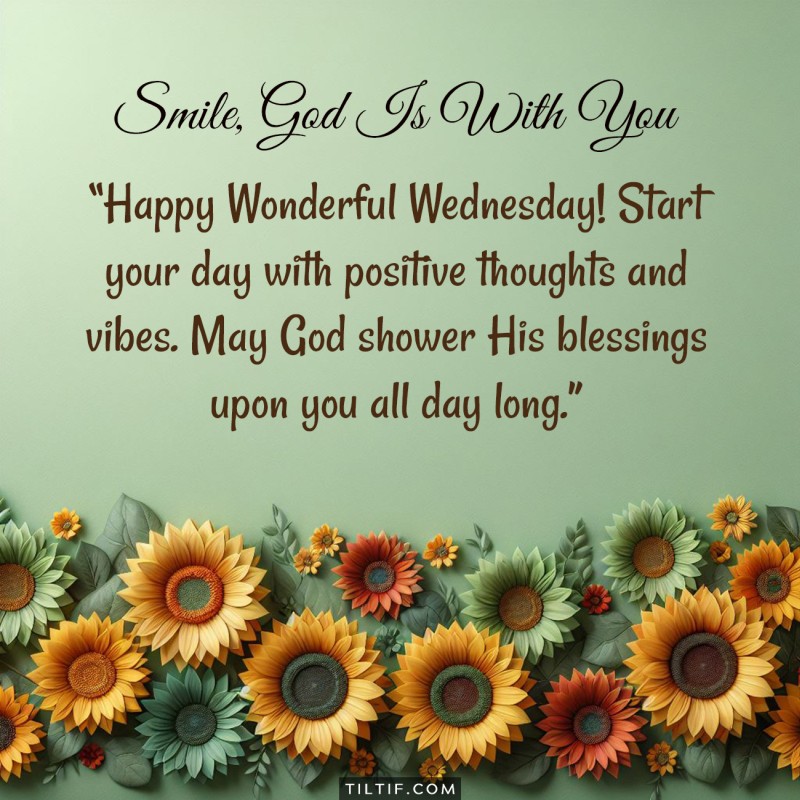 Happy Wonderful Wednesday! Start your day with positive thoughts and vibes. May God shower His blessings upon you all day long.