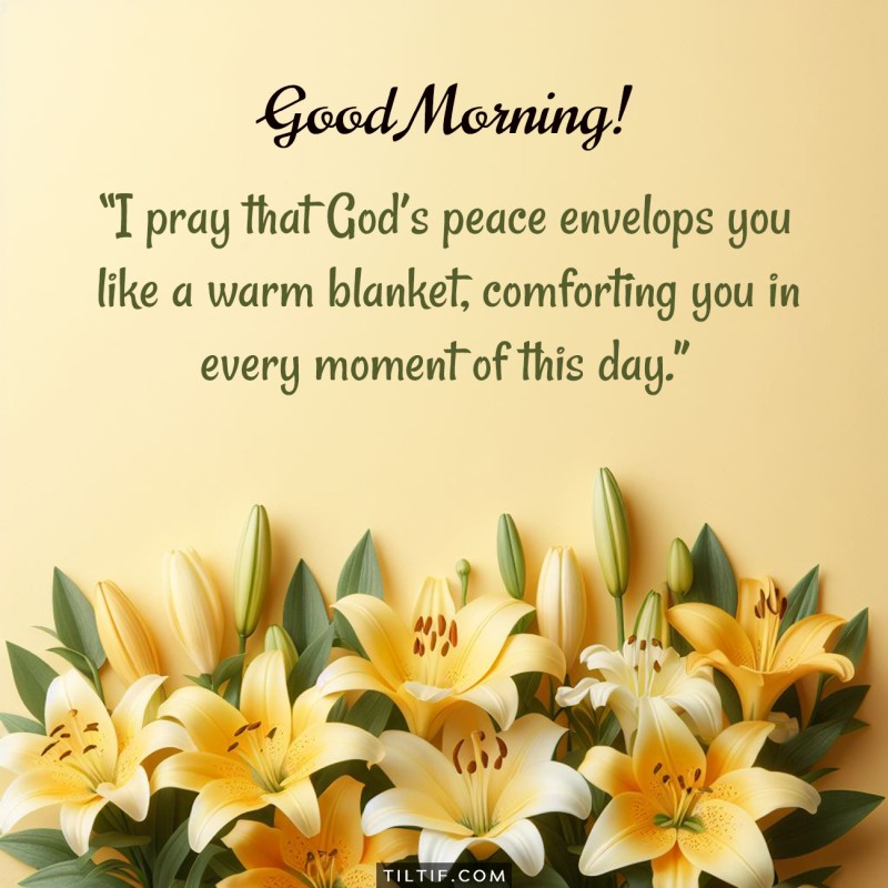 I pray that God’s peace envelops you like a warm blanket, comforting you in every moment of this day. Good morning!