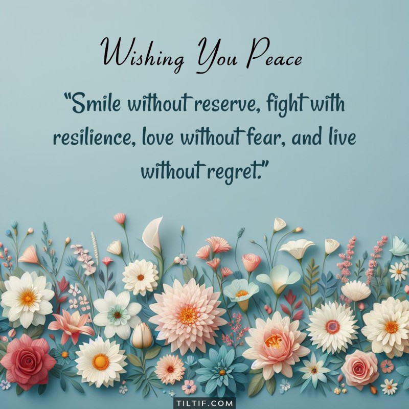 Smile without reserve, fight with resilience, love without fear, and live without regret.