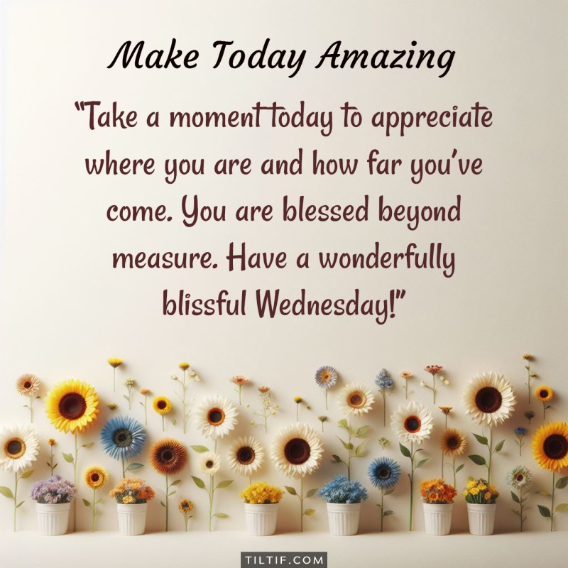 Take a moment today to appreciate where you are and how far you’ve come. You are blessed beyond measure. Have a wonderfully blissful Wednesday!