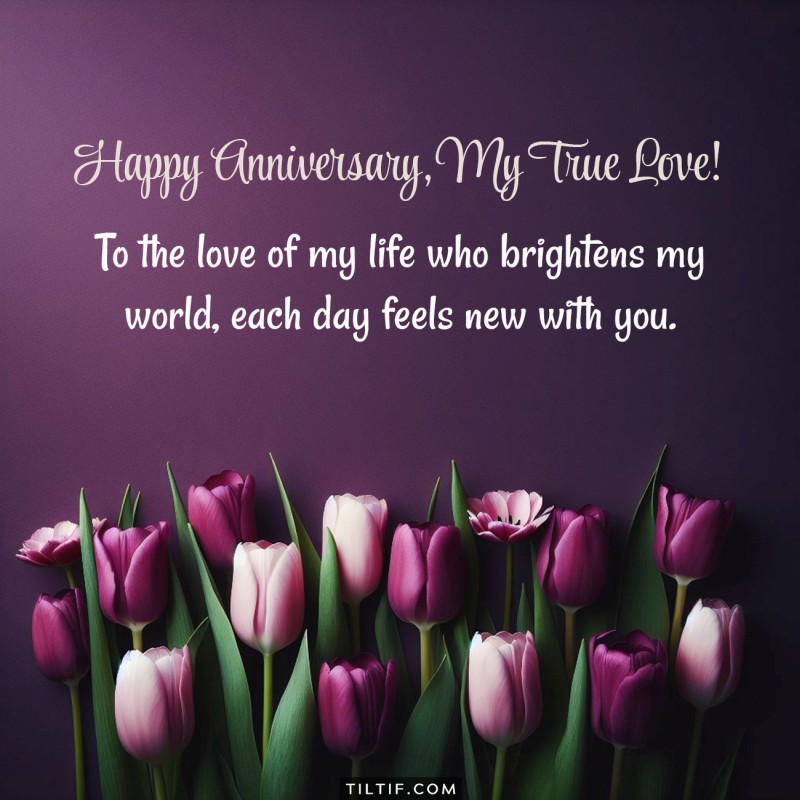 To the love of my life who brightens my world, each day feels new with you. Happy Anniversary!